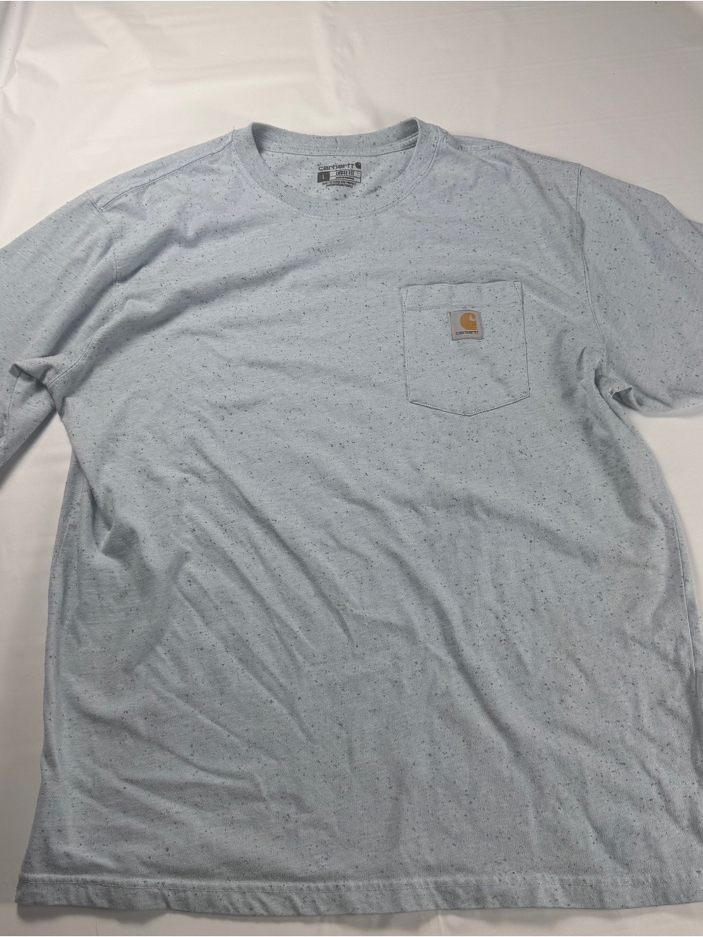 Carhartt K87 Pocket T Shirt Mens L Light Blue Speckled Textured Fleck GUC